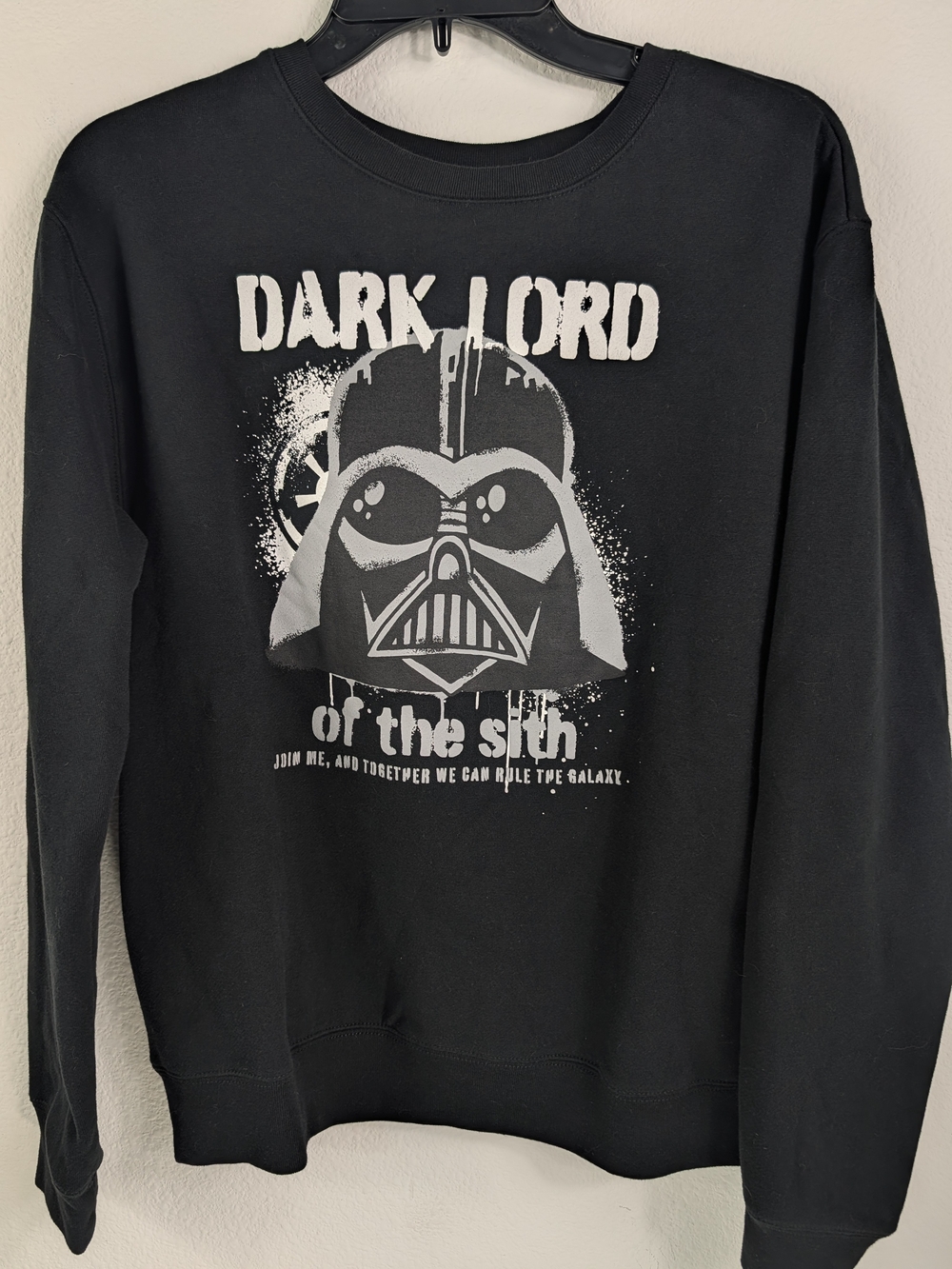 Star Wars Black Crewneck Sweater with White Darth Vader Graphic Medium